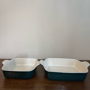 Emile Henry 2 Baking Dishes 20.23 10.5 X 9” DY4 & 96.20 9.5” X 13.5” PG4 Green